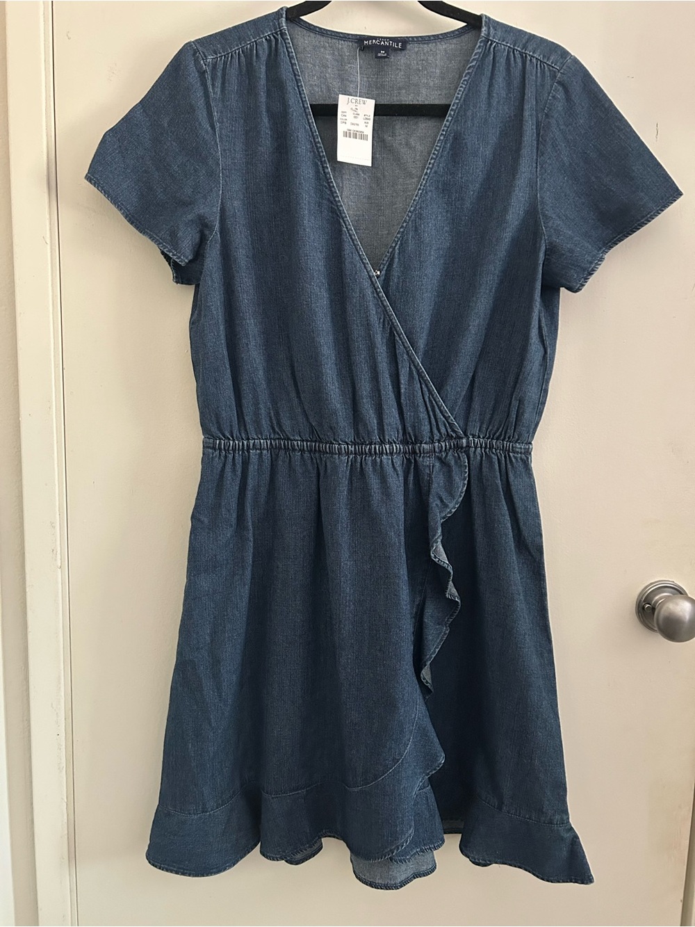 J. Crew Denim Faux-Wrap Mini Dress - Blue